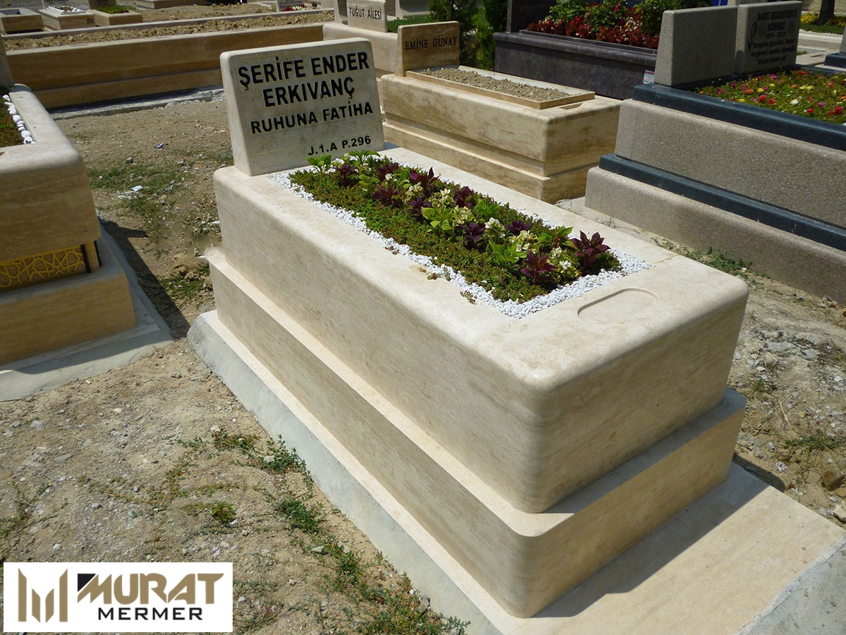 2 Blok Kalın Traverten Mezar