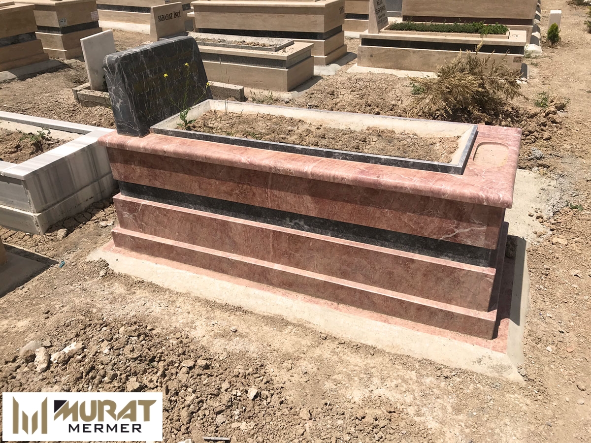 2 Bloklu Traverten Mezar