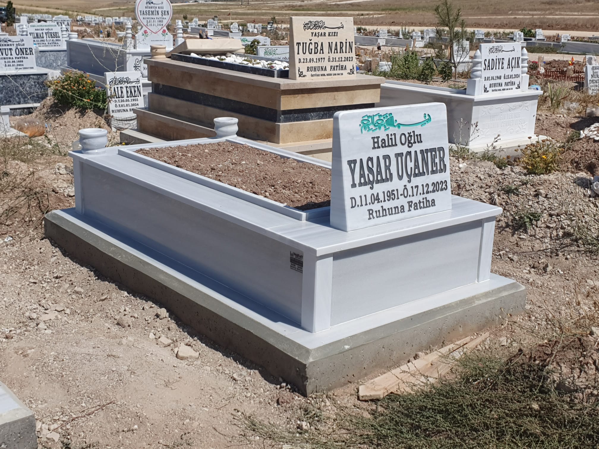 20 cm Mermer Gövdeli Mermer Mezar