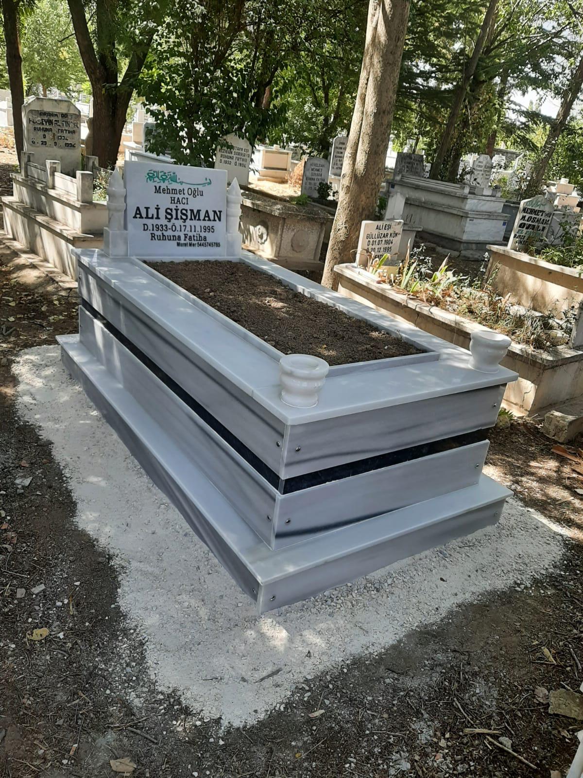 Çift Mermer Tabanlı Pijamalı Marmara Mermerinden Mermer Mezar