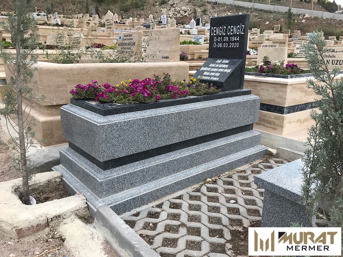 Özel Eğimli Modelli Granit Gri Mezar